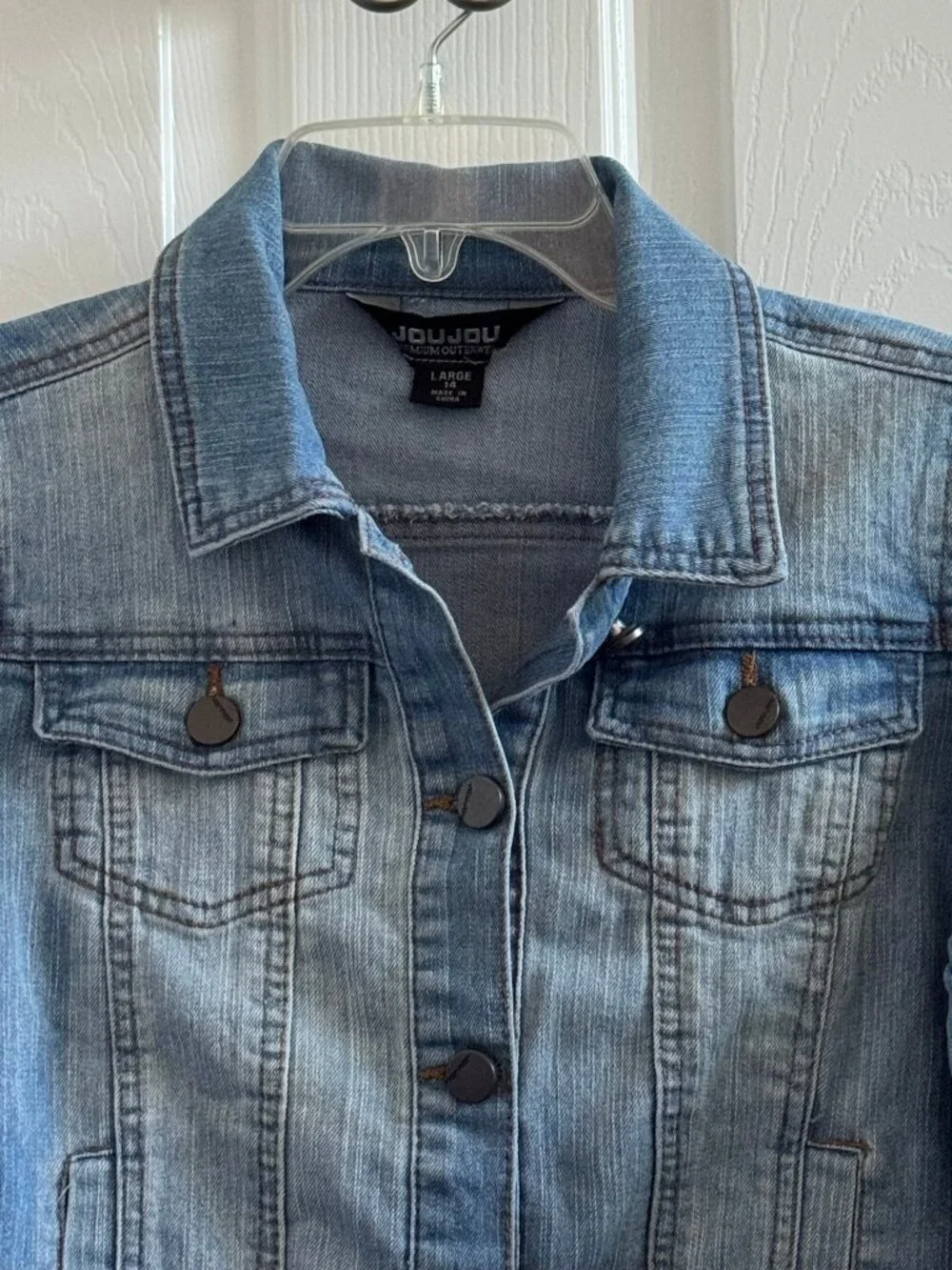 JouJou Girls Blue Denim Jacket Medium Wash Size Large
